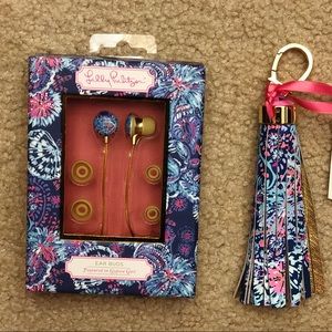Lilly Pulitzer Earbuds and Keychain
